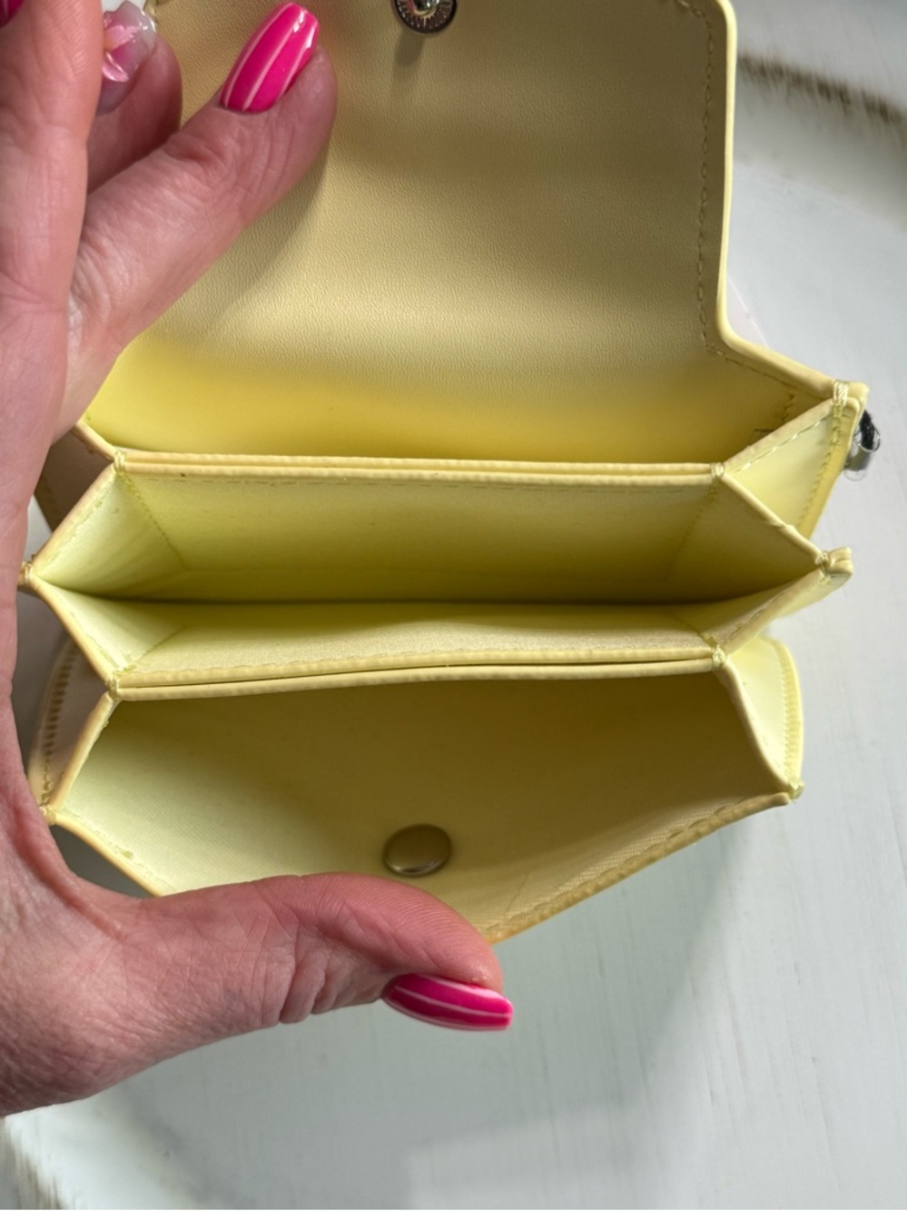 Steve Madden Soft Yellow Card Holder with Metal Stud - Picture 3 of 3